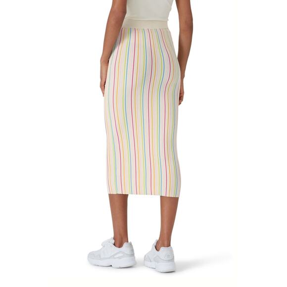 Kule Sz Medium Striped Cream Multicolor Knit Jules High Waist Midi Skirt pull on - Picture 2 of 5